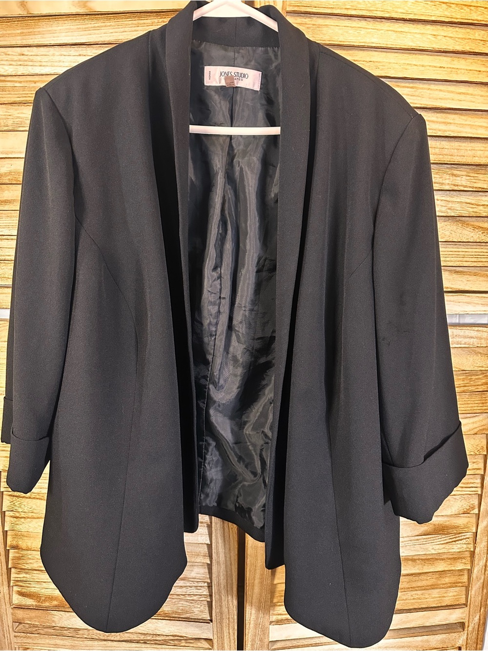 Jones Studio Black Open-Drape Women's Blazer with Rolled Sleeves